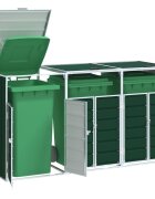 vidaXL Навес за 3 коша на колела Зелен 216x81x115 см стомана