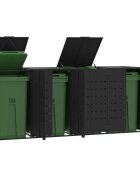 vidaXL Навес за 4 коша за боклук на колела черен 276x79x117 см стомана