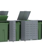 vidaXL Навес за 4 коша за боклук на колела сив 276x79x117 см стомана