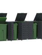 vidaXL Навес за 5 коша за боклук на колела 345x79x117 см стомана