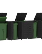 vidaXL Навес за 5 коша за боклук на колела черен 345x79x117 см стомана