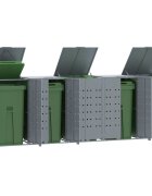 vidaXL Навес за 5 коша за боклук на колела сив 345x79x117 см стомана