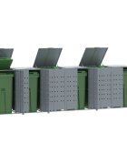 vidaXL Навес за 6 коша за боклук на колела сив 414x79x117 см стомана