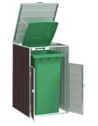 vidaXL Навес за един кош за боклук Кафяв 72x81x115 см стомана