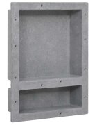 vidaXL Ниша за баня с 2 отделения матово сиво 41x51x10 см
