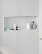 vidaXL Нишата за душ Бяло 90 x 30 x 95 см Неръждаема стомана