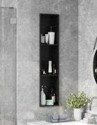 vidaXL Нишата за душ Черно 90 x 20 x 95 см Неръждаема стомана