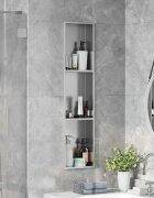 vidaXL Нишата за душ Сребристо 90 x 20 x 95 см Неръждаема стомана