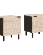 vidaXL Нощен шкаф 2 бр. Бяло 40 x 33 x 46 см Солидно мангово дърво