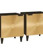 vidaXL Нощен шкаф 2 бр. Черен и златен 40 x 33 x 46 см