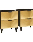 vidaXL Нощен шкаф 2 бр. Черен и златен 40 x 33 x 46 см
