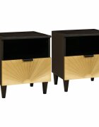 vidaXL Нощен шкаф 2 бр. Черен и златен 40 x 33 x 46 см