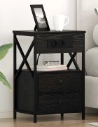vidaXL Нощен шкаф 2 бр. Черния дъб 40 x 31 x 60 см Инженерна дървесина