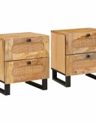 vidaXL Нощен шкаф 2 бр. Естествен 40 x 33 x 46 см