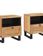 vidaXL Нощен шкаф 2 бр. Естествен 40 x 33 x 46 см