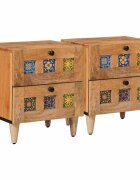 vidaXL Нощен шкаф 2 бр. Естествен 40 x 33 x 46 см
