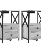 vidaXL Нощен шкаф 2 бр. Сив Сонома 40 x 31 x 60 см Инженерна дървесина