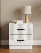 vidaXL Нощен шкаф Бял гланц 43 x 345 x 445 см Инженерна дървесина