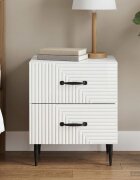 vidaXL Нощен шкаф Бял гланц 43 x 345 x 475 см Инженерна дървесина