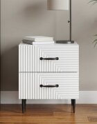 vidaXL Нощен шкаф Бяло 43 x 345 x 475 см Инженерна дървесина