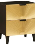 vidaXL Нощен шкаф Черен и златен 40 x 33 x 46 см Инженерна дървесина