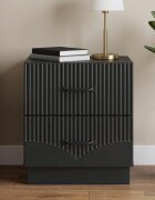 vidaXL Нощен шкаф Черно 43 x 345 x 445 см Инженерна дървесина