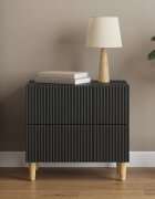 vidaXL Нощен шкаф Черно 62 x 345 x 48 см Инженерна дървесина