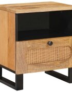 vidaXL Нощен шкаф Естествен 40 x 33 x 46 см Солидно мангово дърво