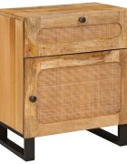 vidaXL Нощен шкаф Естествен 50 x 33 x 60 см Солидно мангово дърво