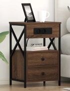 vidaXL Нощен шкаф Кафяв дъб 40 x 31 x 60 см Инженерна дървесина