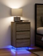 vidaXL Нощен шкаф с LED осветление Дъб Сонома 38x34x65 cm