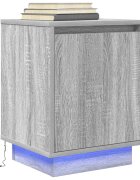 vidaXL Нощен шкаф с LED осветление Grey Sonoma 38x34x50 cm