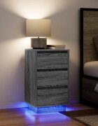 vidaXL Нощен шкаф с LED осветление Grey Sonoma 38x34x65 cm