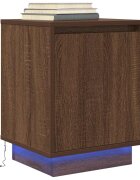 vidaXL Нощен шкаф с LED осветление Кафяв дъб 38x34x50 cm