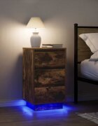 vidaXL Нощен шкаф с LED осветление опушен дъб 38x34x65 cm