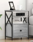 vidaXL Нощен шкаф Сив Сонома 40 x 31 x 60 см Инженерна дървесина