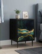 vidaXL Нощен шкаф WIJHE Черен дъб 36 x 33 x 51 см Инженерна дървесина