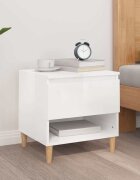 vidaXL Нощна масичка бял гланц 50x46x50 см инженерно дърво