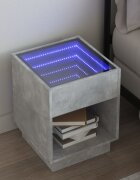 vidaXL Нощна масичка с Infinity LED бетонно сива 40x40x50 см
