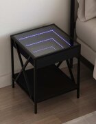 vidaXL Нощна масичка с Infinity LED черна 40x40x49 см