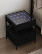 vidaXL Нощна масичка с Infinity LED черна 40x40x51 см