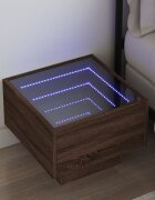 vidaXL Нощна масичка с Infinity LED кафяв дъб 40x40x30 см