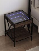 vidaXL Нощна масичка с Infinity LED кафяв дъб 40x40x49 см