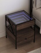 vidaXL Нощна масичка с Infinity LED кафяв дъб 40x40x51 см