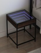 vidaXL Нощна масичка с Infinity LED кафяв дъб 40x40x51 см
