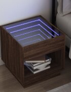 vidaXL Нощна масичка с Infinity LED кафяв дъб 50x50x50 см