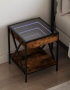 vidaXL Нощна масичка с Infinity LED опушен дъб 40x40x49 см