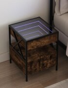 vidaXL Нощна масичка с Infinity LED опушен дъб 40x40x51 см