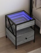 vidaXL Нощна масичка с Infinity LED сив сонома 40x40x51 см