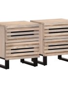 vidaXL Нощни шкафчета 2 бр 40x34x46 см избелено мангово дърво масив